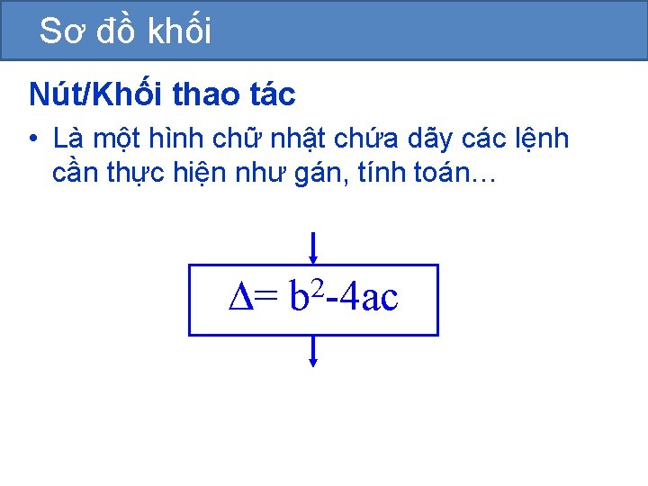 Sơ đồ khối Nút/Khối thao tác • Là một hình chữ nhật chứa dãy