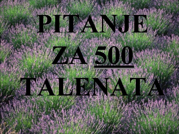 PITANJE ZA 500 TALENATA 