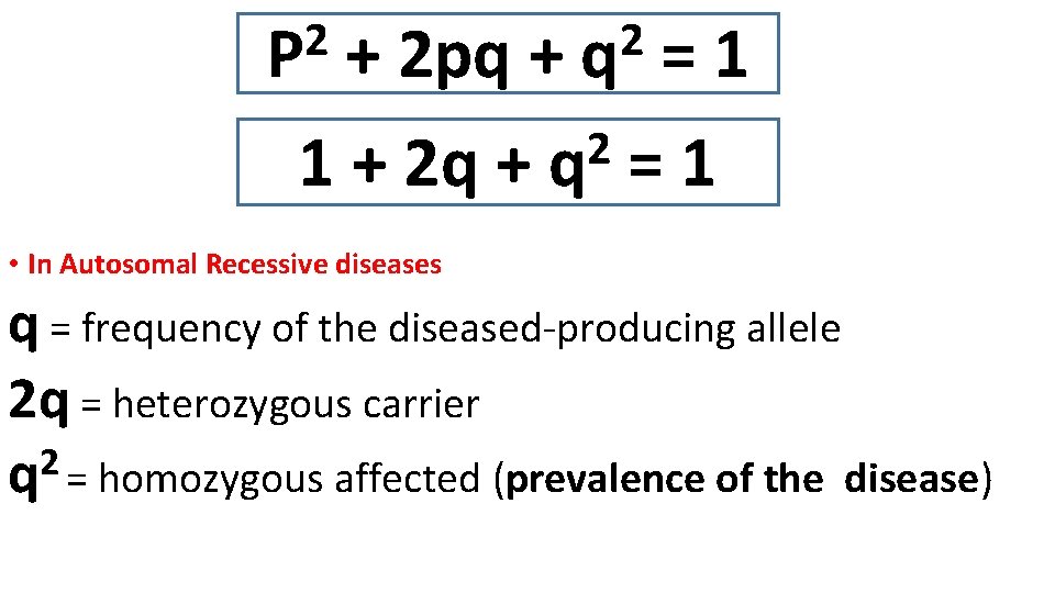 2 P 2 q + 2 pq + = 1 2 1 + 2