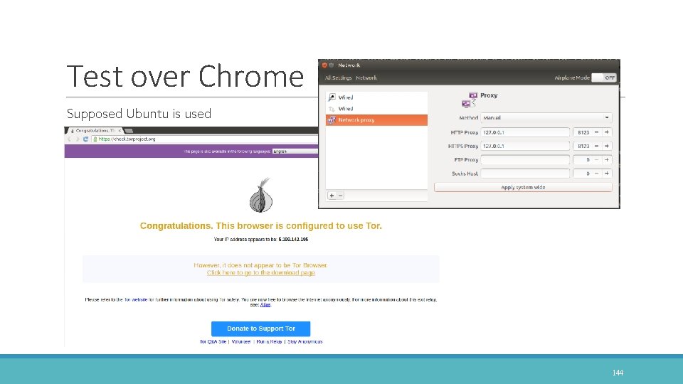 Test over Chrome Supposed Ubuntu is used 144 