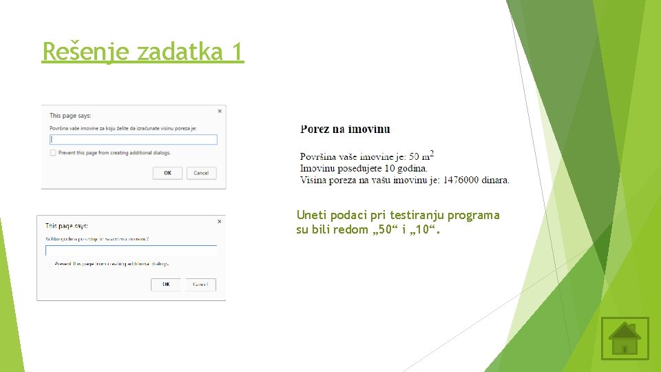 Rešenje zadatka 1 Uneti podaci pri testiranju programa su bili redom „ 50“ i Rešenje zadatka 1 Uneti podaci pri testiranju programa su bili redom „ 50“ i