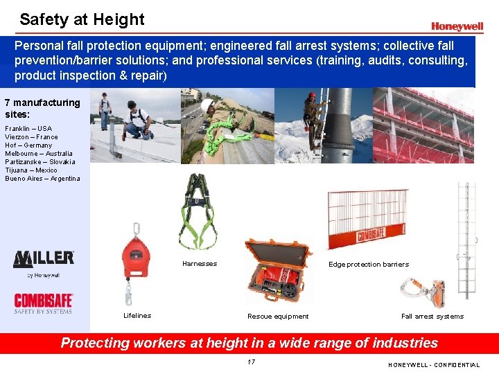 Safety at Height Personal fall protection equipment; engineered fall arrest systems; collective fall prevention/barrier