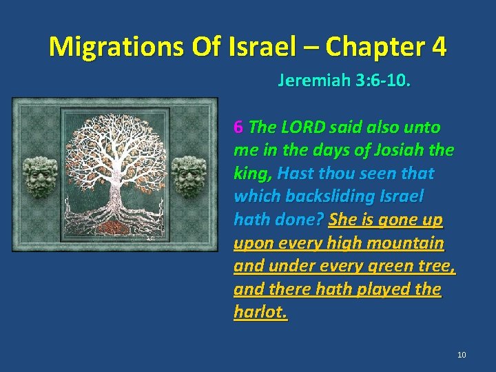 Migrations Of Israel – Chapter 4 Jeremiah 3: 6 -10. 6 The LORD said