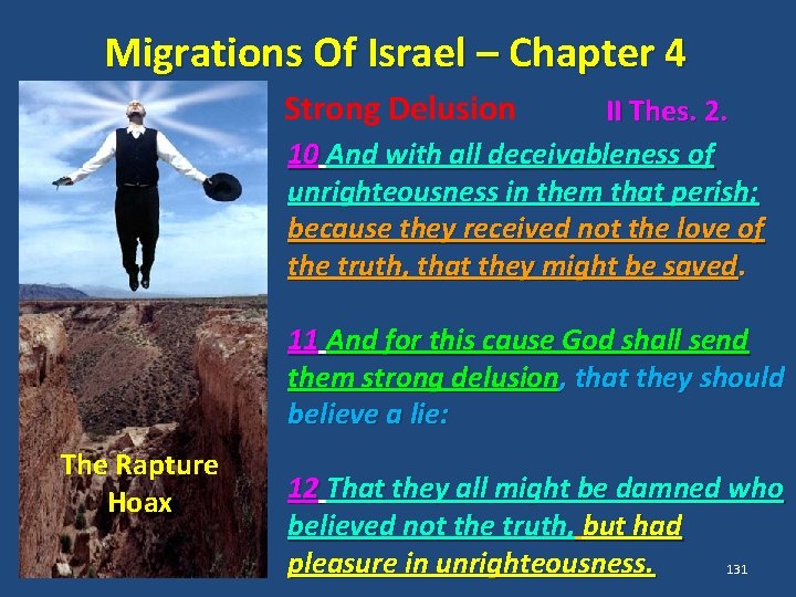 Migrations Of Israel – Chapter 4 Strong Delusion II Thes. 2. 10 And with