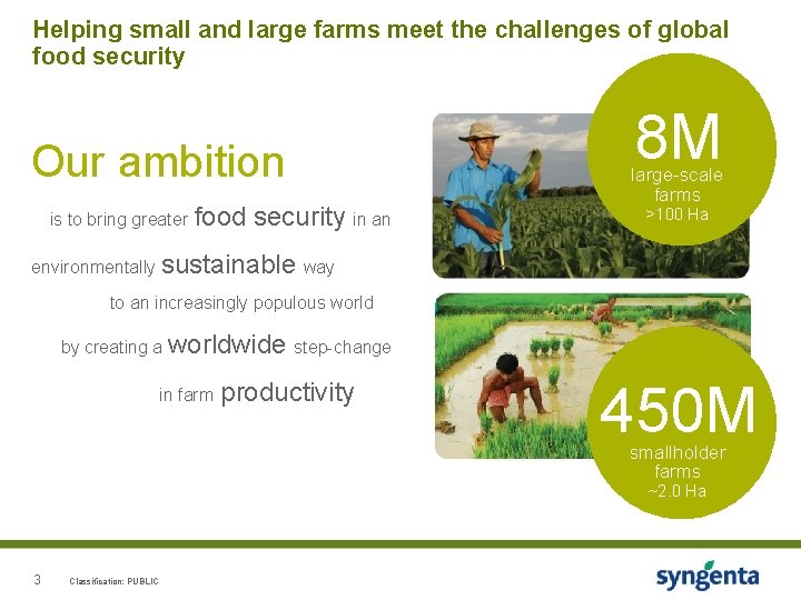 Helping small and large farms meet the challenges of global food security Our ambition Helping small and large farms meet the challenges of global food security Our ambition