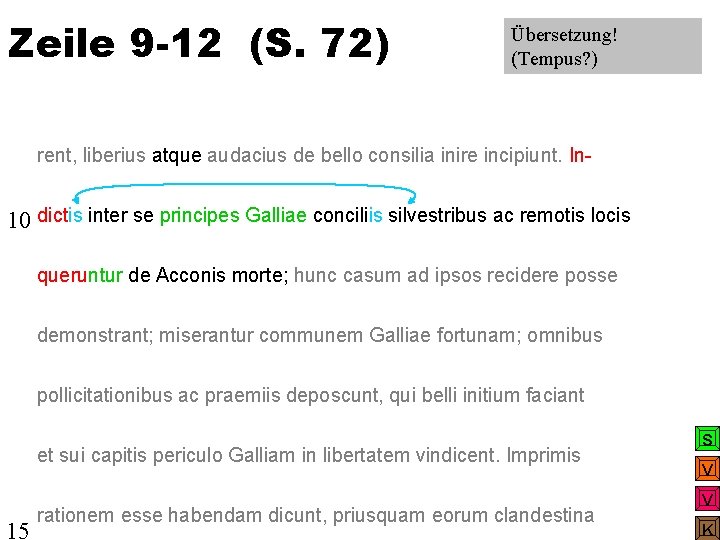 Zeile 9 -12 (S. 72) Übersetzung! (Tempus? ) rent, liberius atque audacius de bello