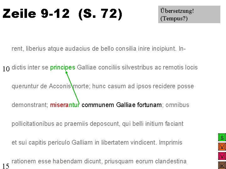 Zeile 9 -12 (S. 72) Übersetzung! (Tempus? ) rent, liberius atque audacius de bello