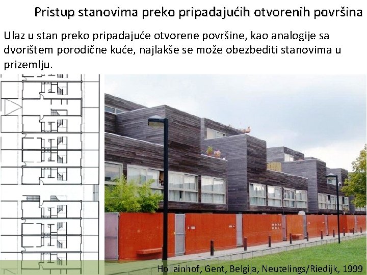 Pristup stanovima preko pripadajućih otvorenih površina Ulaz u stan preko pripadajuće otvorene površine, kao