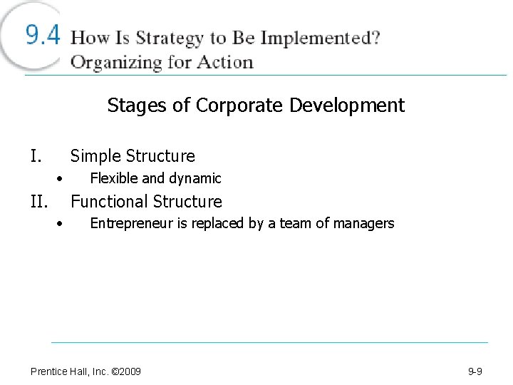 Stages of Corporate Development I. Simple Structure • II. Flexible and dynamic Functional Structure