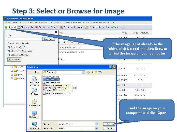 Step 3: Select or Browse for Image If the image is not already in