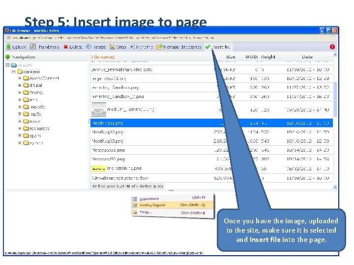 Step 5: Insert image to page Once you have the image, uploaded to the