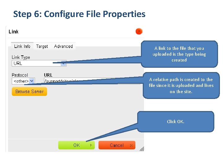 Step 6: Configure File Properties A link to the file that you uploaded is