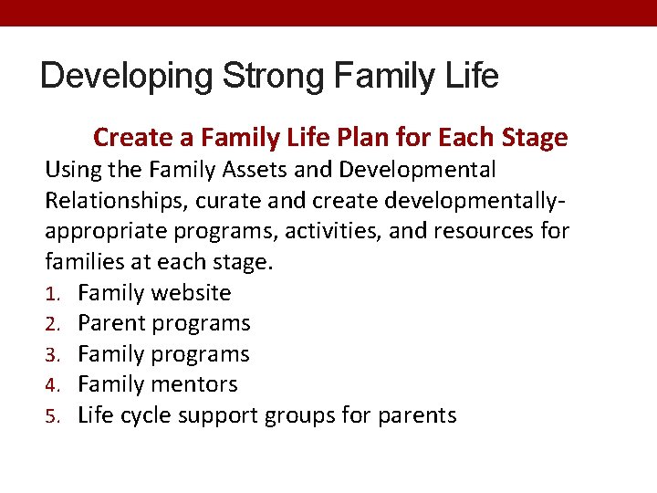 Developing Strong Family Life Create a Family Life Plan for Each Stage Using the