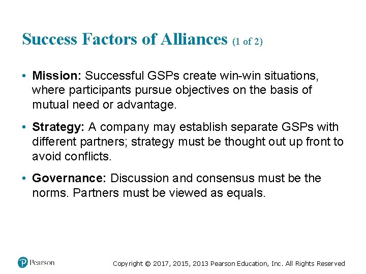 Success Factors of Alliances (1 of 2) • Mission: Successful GSPs create win-win situations, Success Factors of Alliances (1 of 2) • Mission: Successful GSPs create win-win situations,