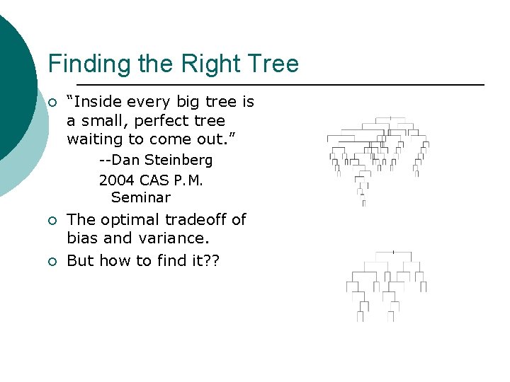 Finding the Right Tree ¡ “Inside every big tree is a small, perfect tree