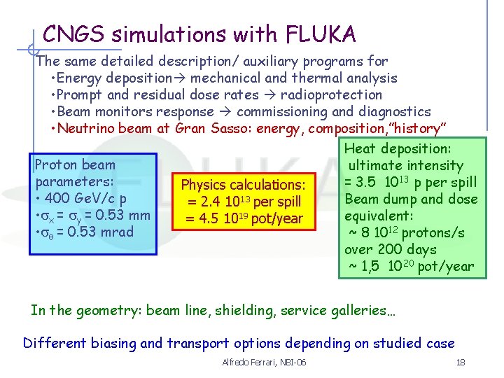 CNGS simulations with FLUKA The same detailed description/ auxiliary programs for • Energy deposition