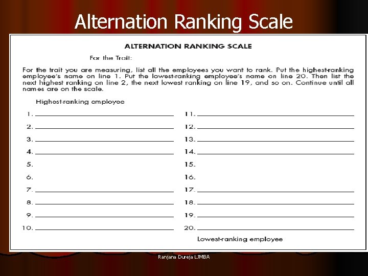 Alternation Ranking Scale Ranjana Dureja LJMBA Alternation Ranking Scale Ranjana Dureja LJMBA