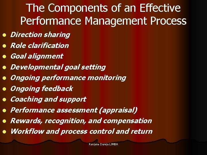 The Components of an Effective Performance Management Process l l l l l Direction