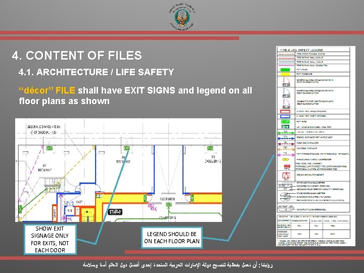 4. CONTENT OF FILES 4. 1. ARCHITECTURE / LIFE SAFETY “décor” FILE shall have