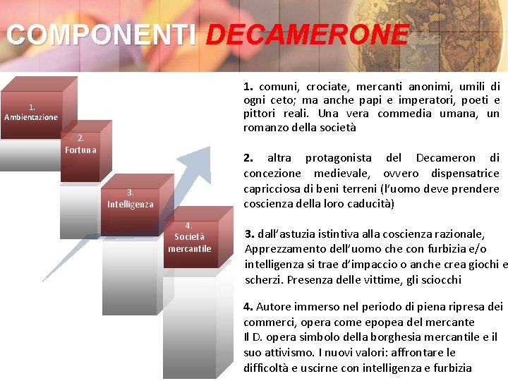 COMPONENTI DECAMERONE 1. comuni, crociate, mercanti anonimi, umili di ogni ceto; ma anche papi