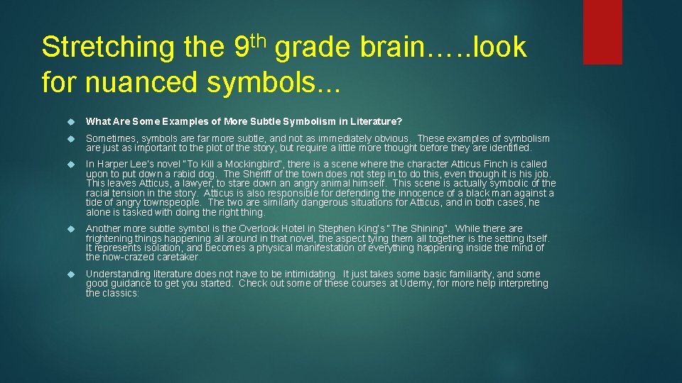 th Stretching the 9 grade brain…. . look for nuanced symbols. . . What