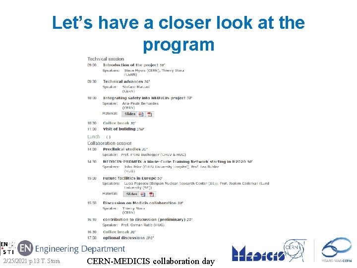 Let’s have a closer look at the program 2/25/2021 p. 13 T. Stora CERN-MEDICIS