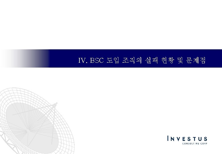 IV. BSC 도입 조직의 실패 현황 및 문제점 December 2003 1. 지적자본 2. ICM