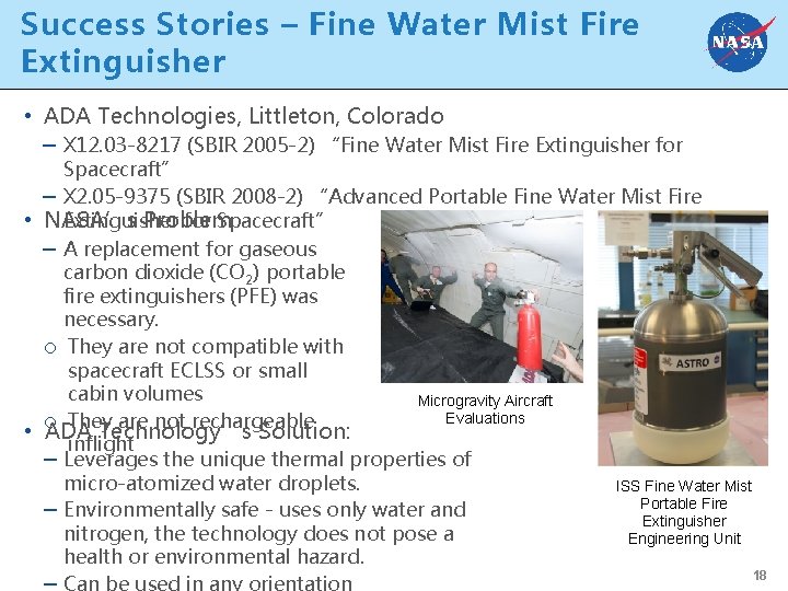 Success Stories – Fine Water Mist Fire Extinguisher • ADA Technologies, Littleton, Colorado –