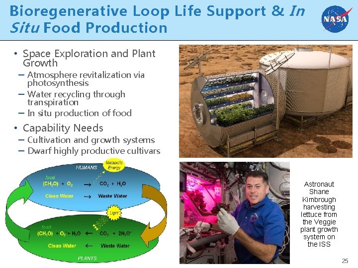 Bioregenerative Loop Life Support & In Situ Food Production • Space Exploration and Plant