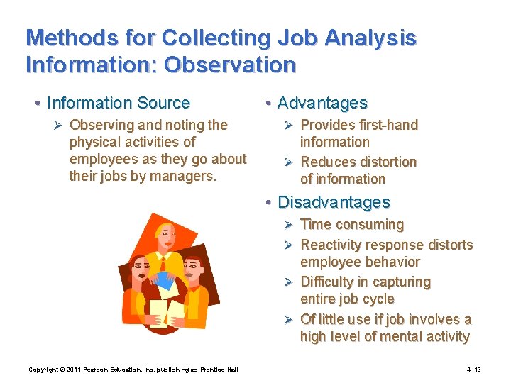 Methods for Collecting Job Analysis Information: Observation • Information Source Ø Observing and noting
