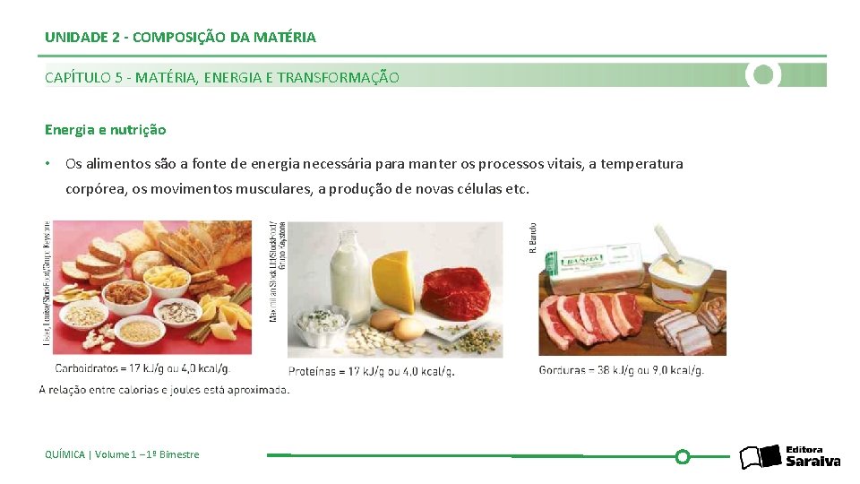 UNIDADE 2 - COMPOSIÇÃO DA MATÉRIA CAPÍTULO 5 - MATÉRIA, ENERGIA E TRANSFORMAÇÃO Energia