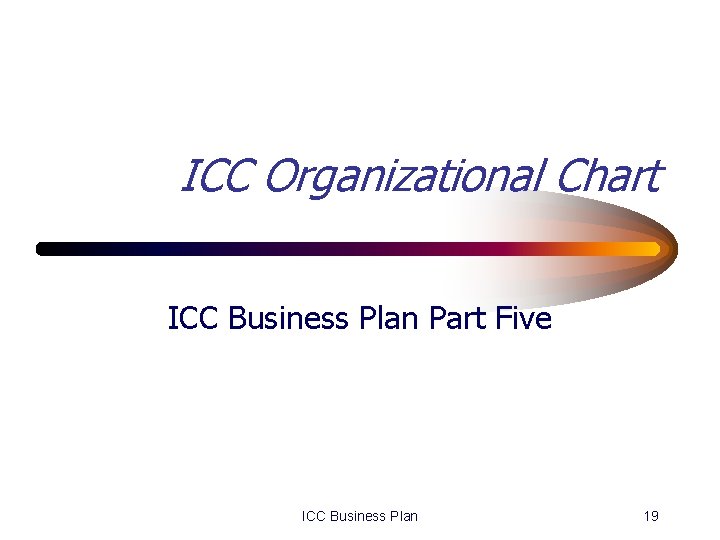 ICC Organizational Chart ICC Business Plan Part Five ICC Business Plan 19 