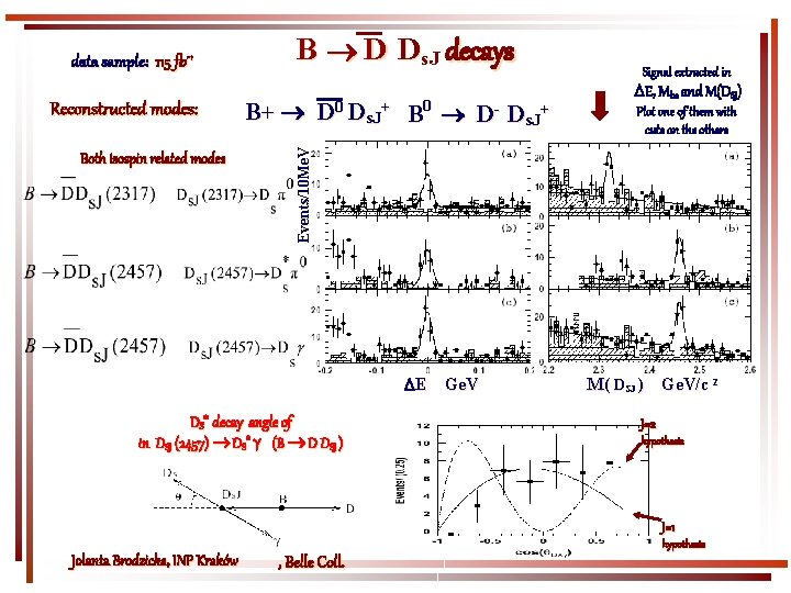 Reconstructed modes: Both isospin related modes B D Ds. J decays B+ D 0