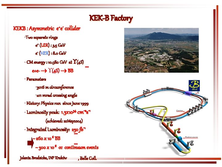 KEK-B Factory KEKB : Asymmetric e+e- collider • Two separate rings e+ (LER) :