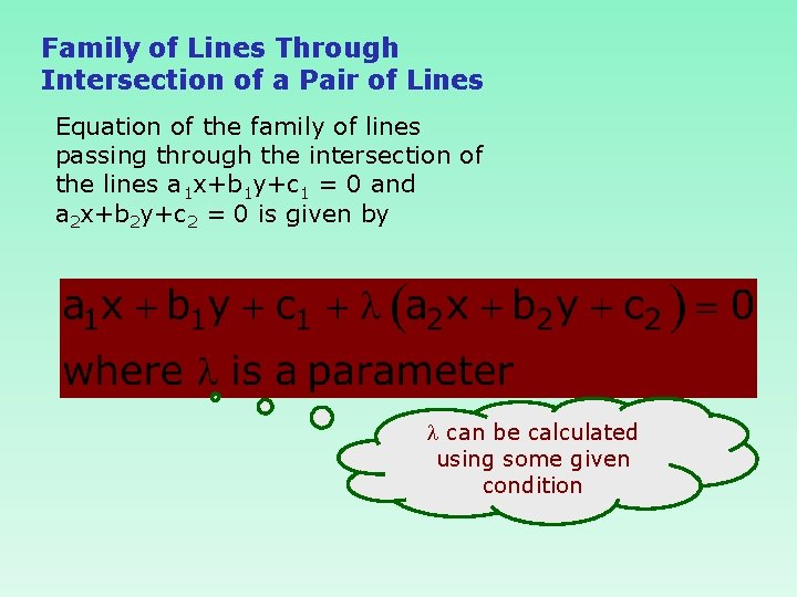 Family of Lines Through Intersection of a Pair of Lines Equation of the family