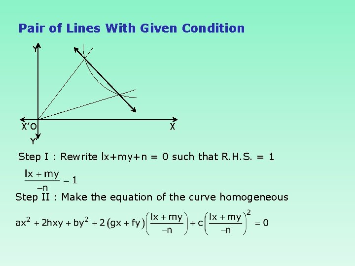 Pair of Lines With Given Condition Y X’ O X Y’ Step I :