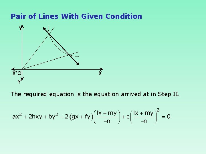 Pair of Lines With Given Condition Y X’ O X Y’ The required equation