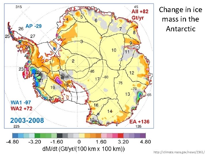 Change in ice mass in the Antarctic http: //climate. nasa. gov/news/2361/ 