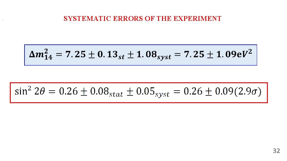 SYSTEMATIC ERRORS OF THE EXPERIMENT . 32 