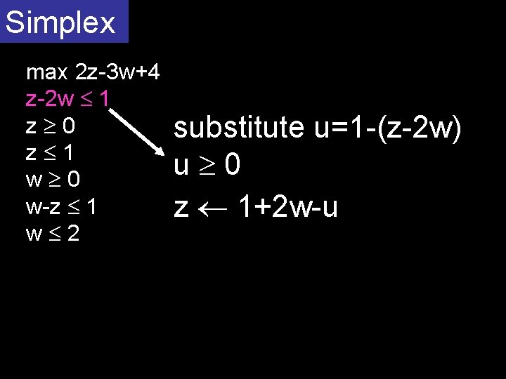 Simplex max 2 z-3 w+4 z-2 w 1 z 0 z 1 w 0