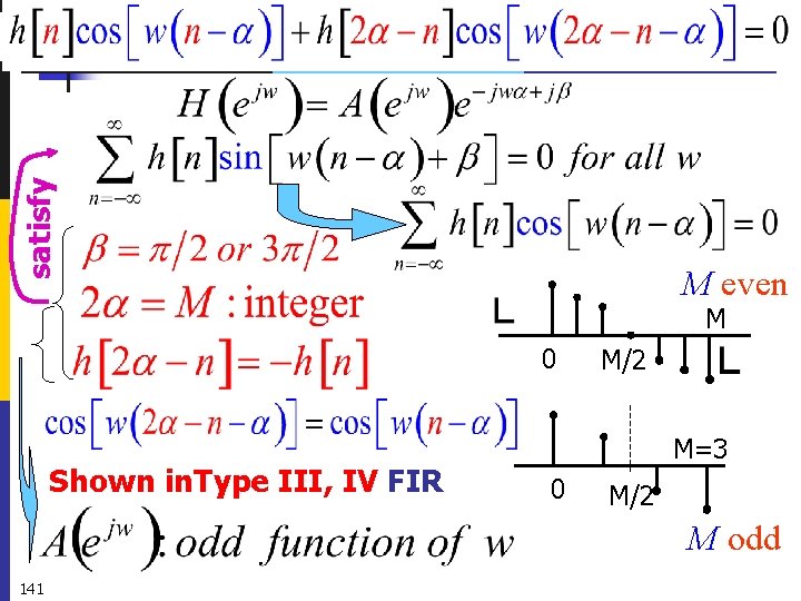 satisfy Another set of condition : odd symmetry M even M 0 Shown in.