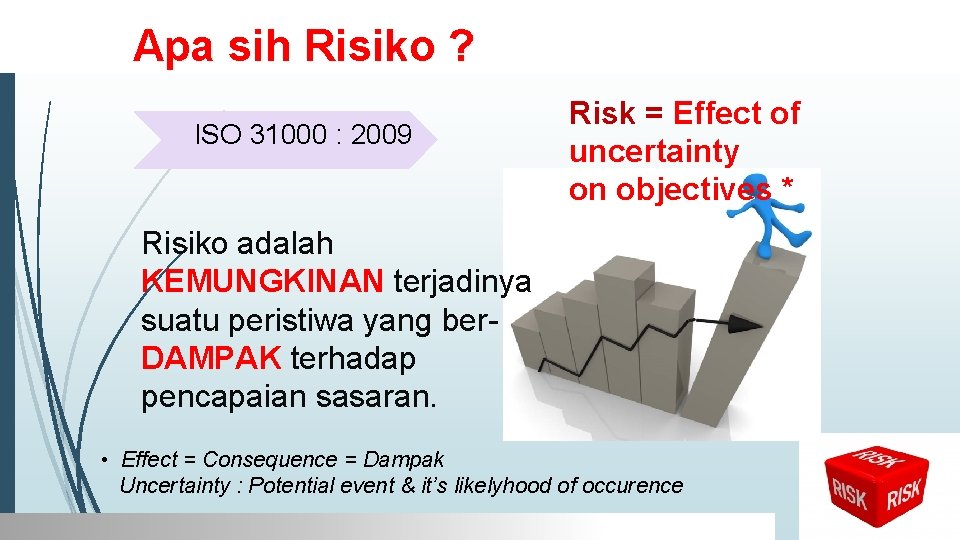 RISK MANAGEMENT ADVISORY & SOLUTIONS Apa sih Risiko ? ISO 31000 : 2009 Risk