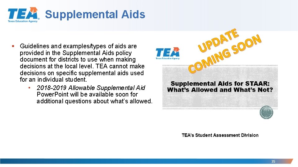 Supplemental Aids § Guidelines and examples/types of aids are provided in the Supplemental Aids