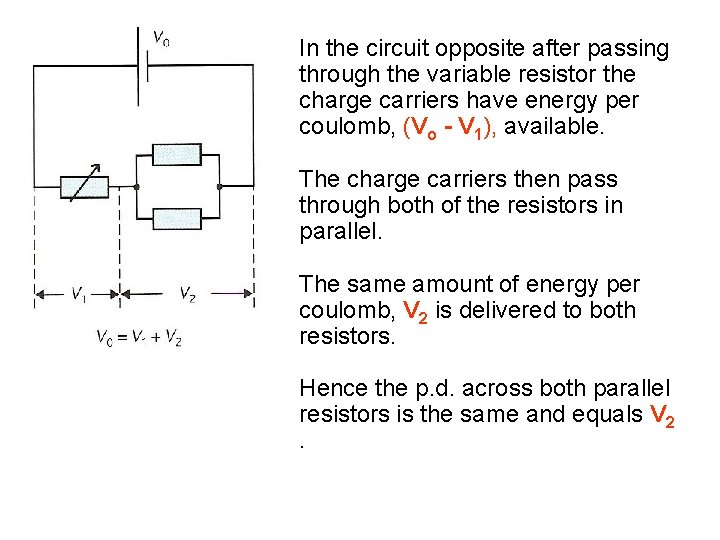 In the circuit opposite after passing through the variable resistor the charge carriers have