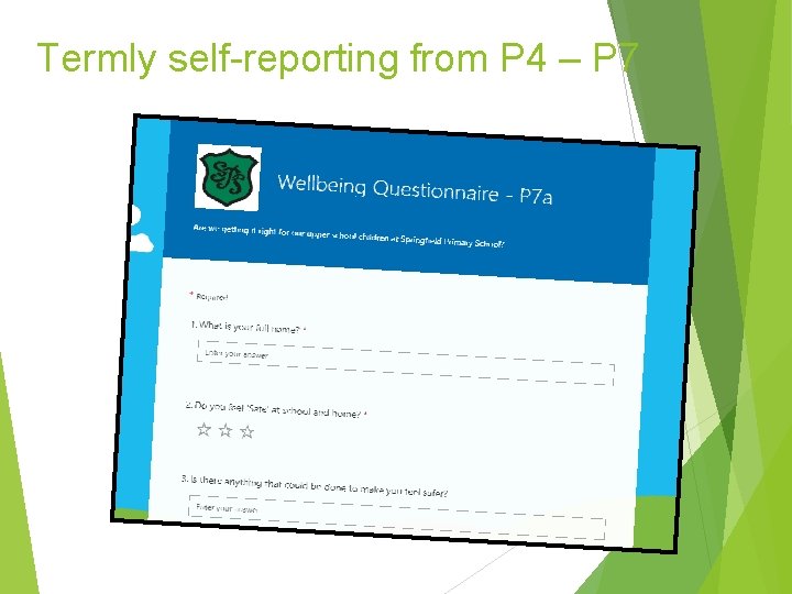 Termly self-reporting from P 4 – P 7 