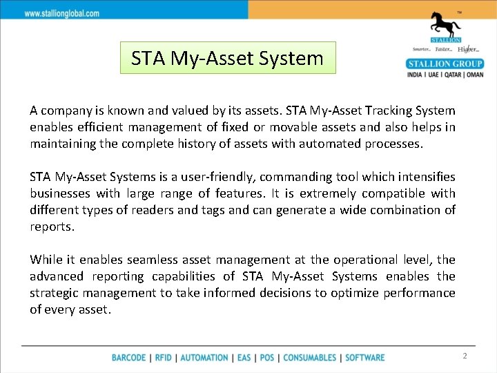 STA My-Asset System A company is known and valued by its assets. STA My-Asset