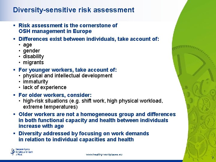 Diversity-sensitive risk assessment § Risk assessment is the cornerstone of OSH management in Europe
