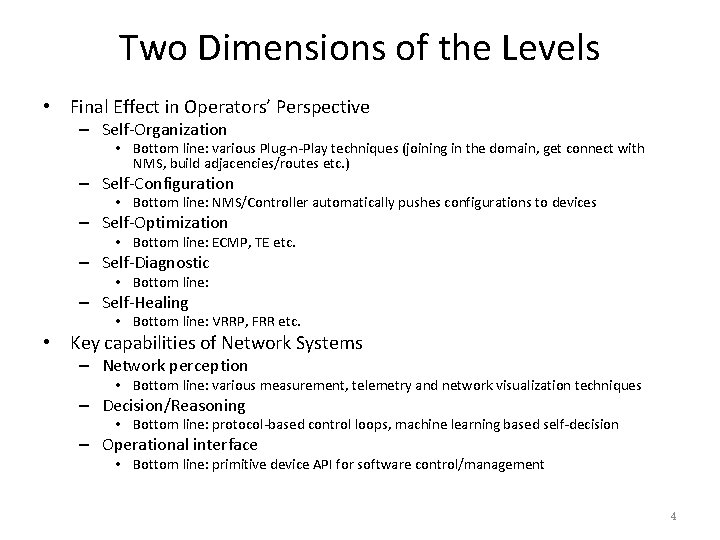 Two Dimensions of the Levels • Final Effect in Operators’ Perspective – Self-Organization •