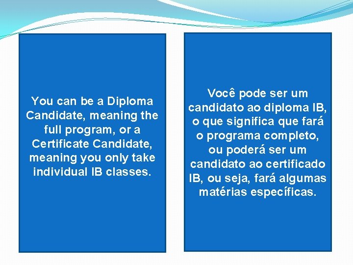 You can be a Diploma Candidate, meaning the full program, or a Certificate Candidate,