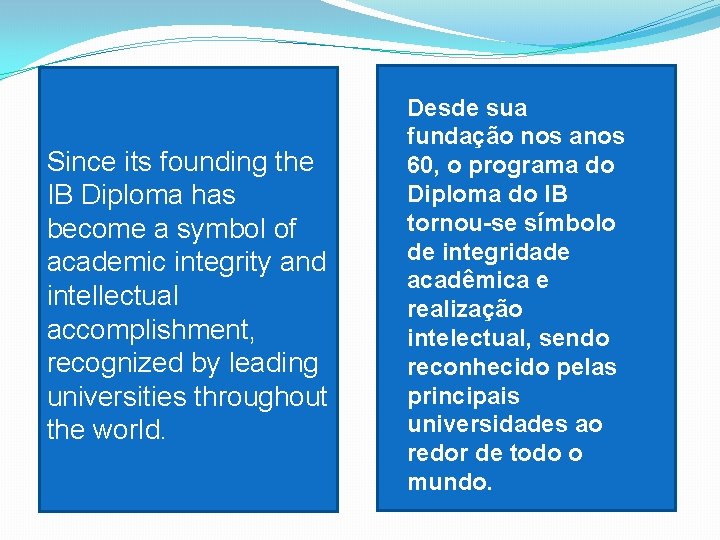 Since its founding the IB Diploma has become a symbol of academic integrity and